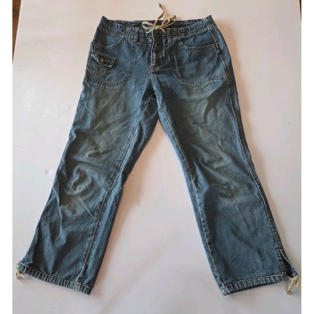 Aeropostale Women's Blue Jeans 100% cotton Y2K Drawstring & Capri Cut Sz 5/6